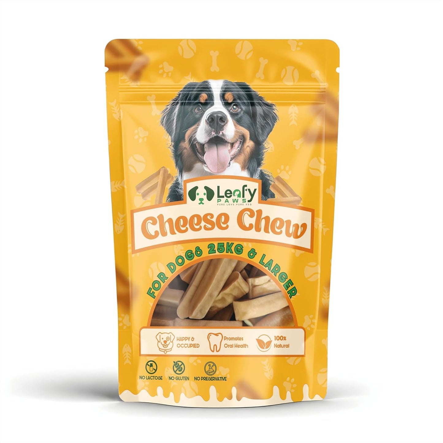 LeafyPaws Himalayan Cheese Chew Dog Treats (95g) | 100% Natural Long Lasting Yak Milk Chews for Medium & Large Dogs (25kg+) | Lactose Free, Grain Free, No Preservatives, Dental Support (Orginal)