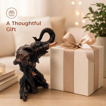 Majestic Elephant Figurine for Home & Office Décor | Handcrafted Modern Showpiece for Living Room, Study, Shelf & Table Styling (Bronze Finish)