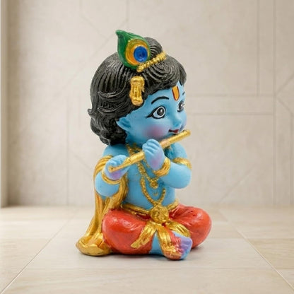 DOOR BIG Little Krishna Idol for Car Dashboard | Bal Gopal Laddu Gopal Murti | Cute Baby Krishna Statue for Home Temple, Office Desk & Pooja Room Decor | Resin Showpiece | Janmashtami Gift