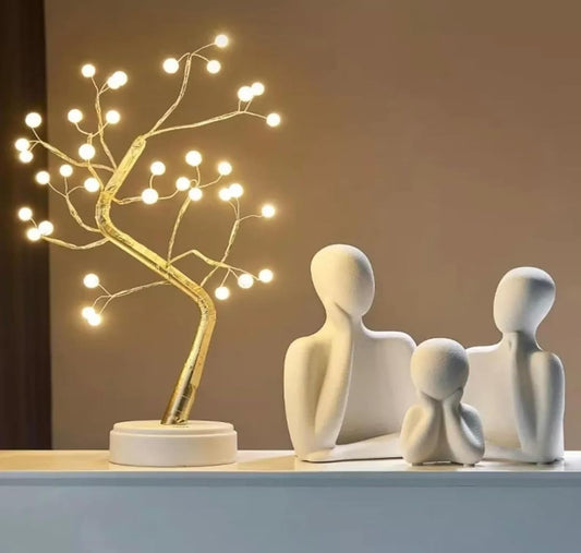 THE SACRED GIFTS Couple Family Statue | Ceramic Thinker Sculpture | Home Decor Items for Living Room Show Piece | Table Artifact (White | Set of 3)