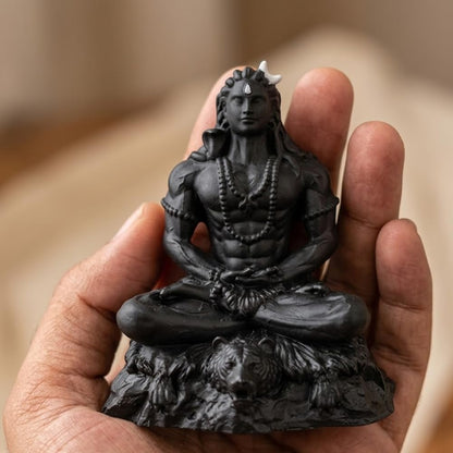 Shivji Idol for Car Dashboard, Home Temple & Office Desk | Compact Resin Mahadev Murti for Puja Room, Table Decor & Spiritual Gift | Small Lord Shiva Statue (Meditating Adiyogi)