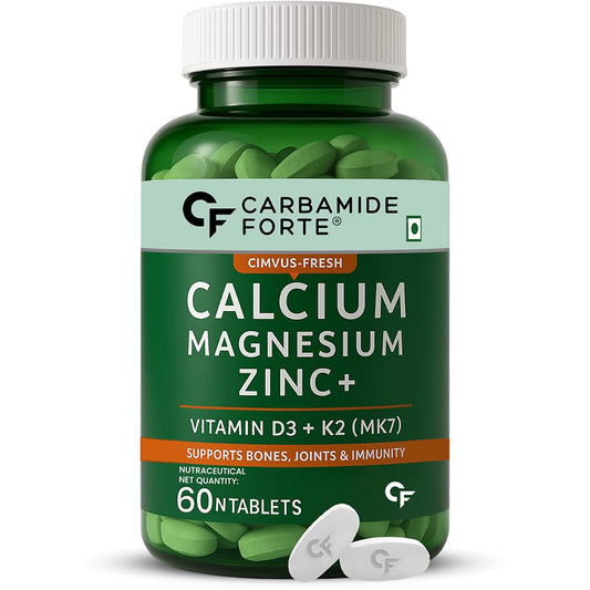 Carbamide Forte Calcium And Vitamin D3 Tablets | Calcium Tablets For Women & Men | Calcium Magnesium Zinc Supplemen With Vitamin D3 + K2 MK7 To Support Bones, Joints & Immunity - 60 Tablets