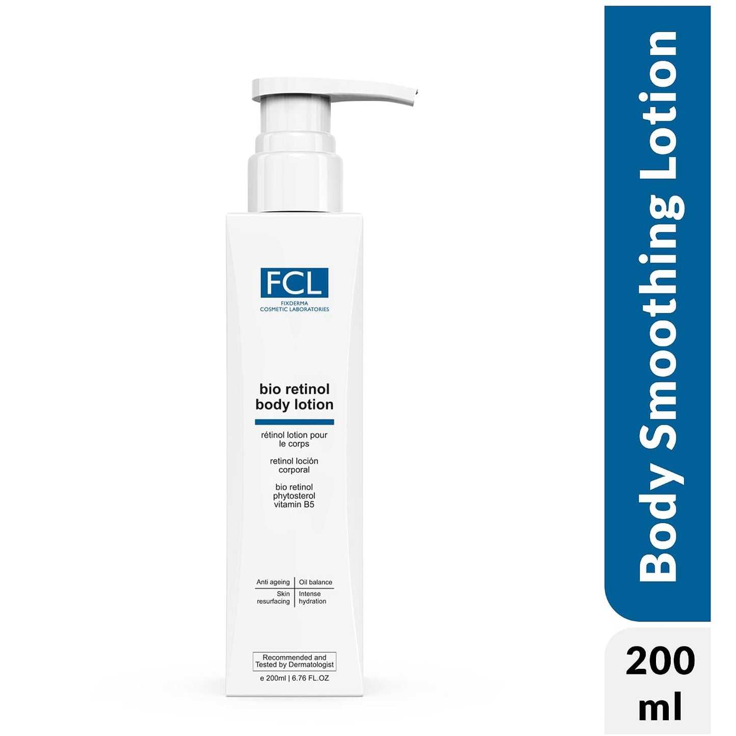 FCL Bio Retinol Body Lotion, For Skin- Ageing, Keratosis Pilaris, Smoothen Rough, Bumpy & Tanned Skin, Maintains Oil Balance, Non-Comedogenic Formulation 200ml