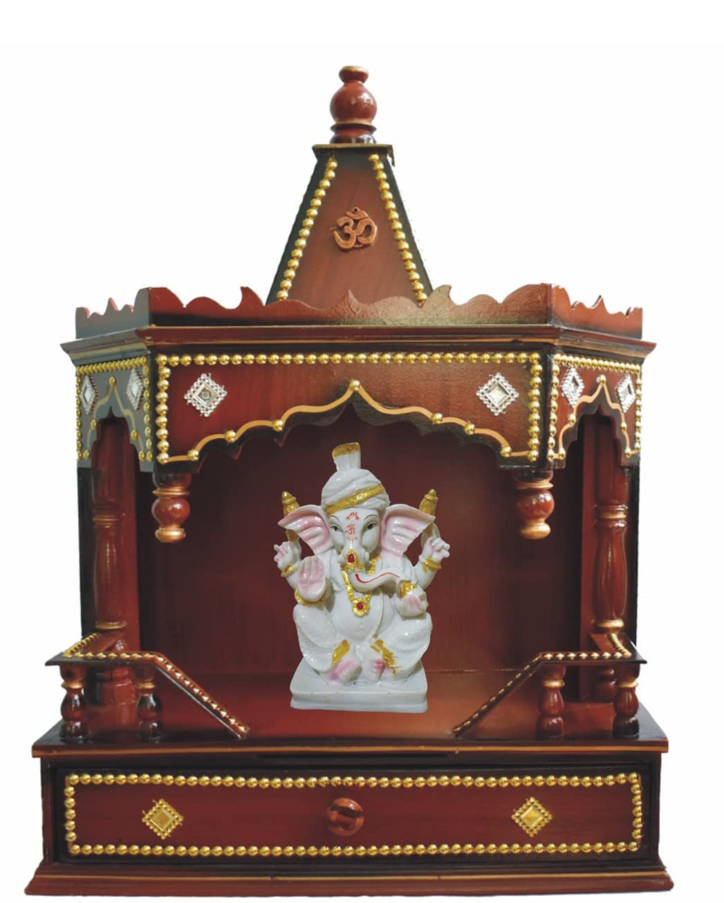 Ganesha Ganesh Ganpati Gajanan Statue Idol Murti Gift Item Decorative Showpiece Multicolor Polyresin Pack of 1 (B006)