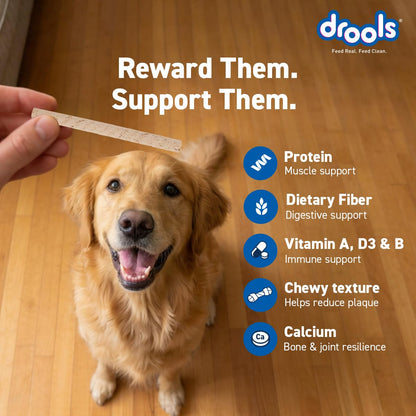 Drools Puppy & Adult Dog Treats Sticks 100g | Chicken & Milk Flavour | Rich in Protein | No Artificial Preservatives | Best for Training & Bonding | Formulated in USA | Premium Treats