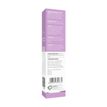 Fixderma Brightening Lip Balm With SPF 50 PA+++ for Pigmented & Dry Lips | 4% Kojic Acid, 2% Alpha Arbutin | Moisturizes, Hydrates & Brightens Pigmented Lips | For Men & Women - 15ml