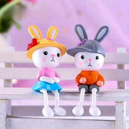 Nostrae Bunny Couple Miniature Toys & Cute Miniatures Decorative Items | Small Figurines for Home Decor | Desk Decoration Miniature Things, Gifts & Mini Showpieces Desk Decor (Set of 1)