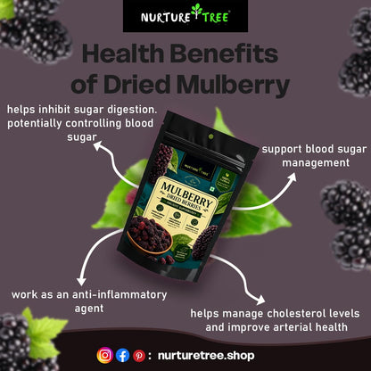 Nurture Tree Dried Mulberries | 100% Natural & Unsulfured Mulberry Berries | No Added Sugar | Nutrient-Rich Ancient Superberry | Healthy Snacks