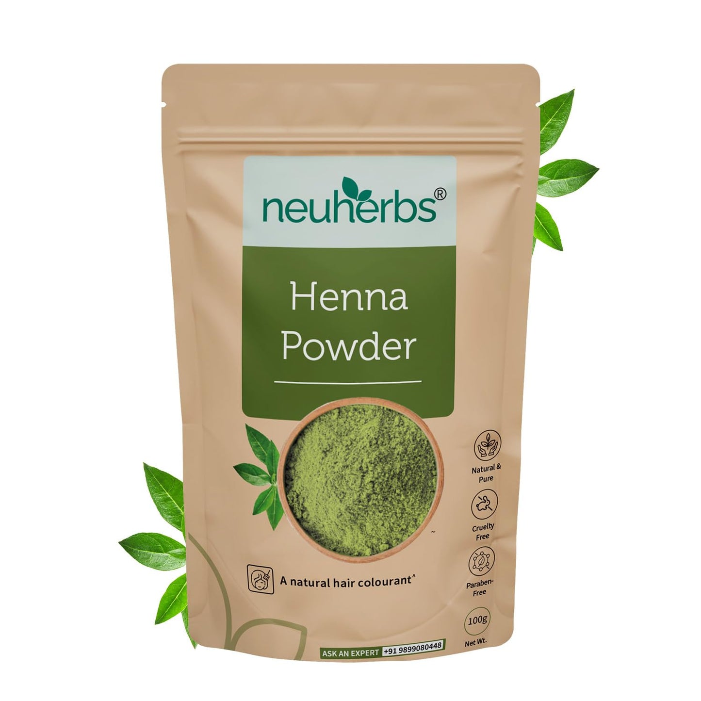 Neuherbs Henna Powder - 100g For Hair Colour | Promotes Hair Growth | 100% Pure & Natural With No Added Preservatives