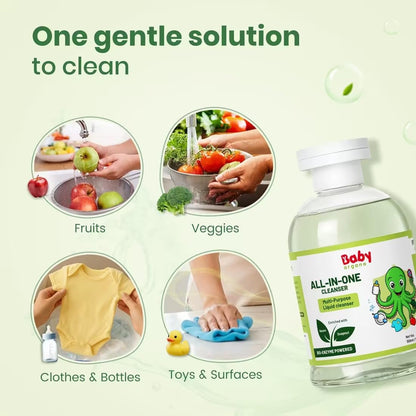 BabyOrgano Baby Bottle Cleanser Liquid 300ml | Feeding Bottle Wash, Fruit & Vegetable Washer | Removes 99% Germs, Pesticides & Milk Residue | Natural Neem & Reetha Formula | Chemical-Free