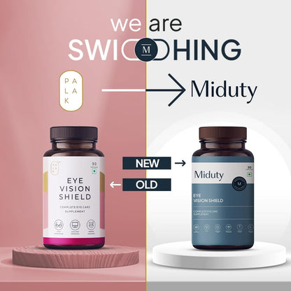 Zephivo Miduty by Palak Notes Eye Vision Shield Supplement for Dry Eyes Bilberry Fruit Extracts, Lutein, Beta Carotene, Zeaxanthin, Astaxanthin, Lycopene - Eye Vitamin for Blurry Vision - 30 Capsules