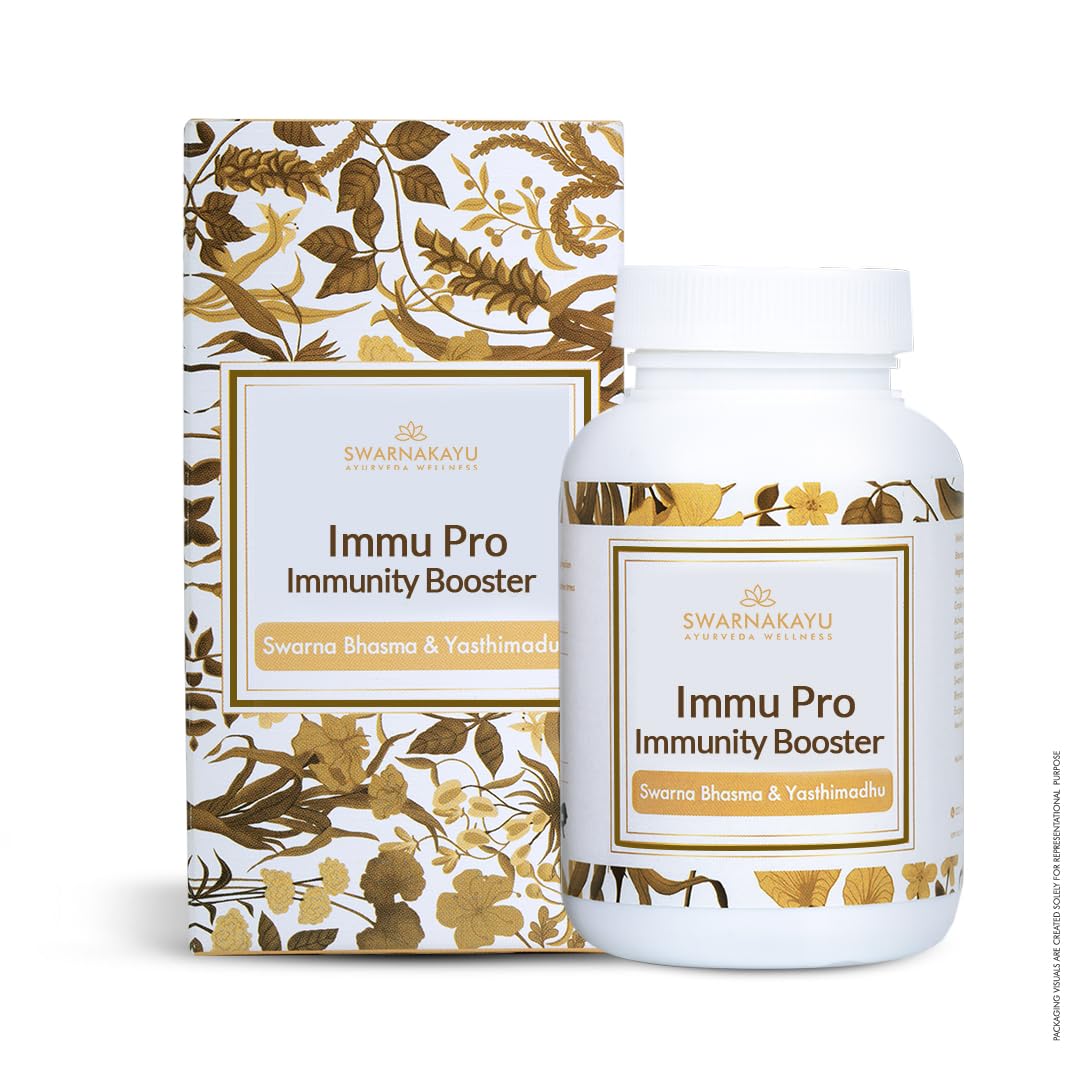 Swarnakayu 24k Gold Bhasma Immunity Booster, India's Exclusive Ayurvedic Wellness Product, Helps Boost Body's Natural Defence Mechanisms, Stamina, Strength, 100% Ayurvedic Ingredients - 30 tablets