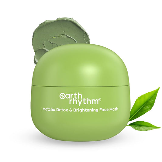 Earth Rhythm Matcha Face Mask Brightens & Detoxifies Skin with Matcha Green Tea & Glutathione for Oily, Combination & Dull Skin - 50gm