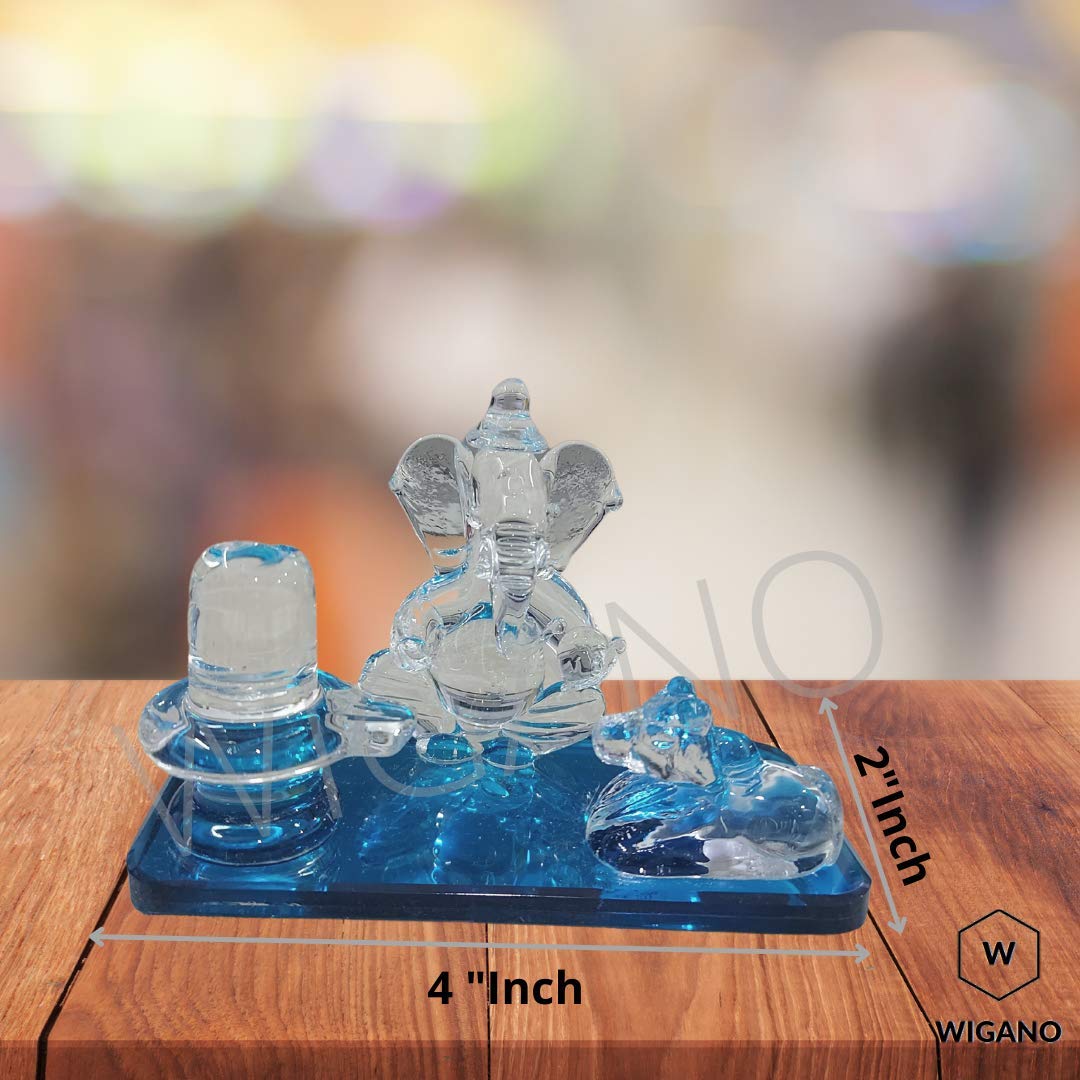 Crystal Glass Decorative Showpiece for Home Decor, Car Dashboard and Gifting Purpose with Sticky Tape(4" x 2.5" inch,Blue)