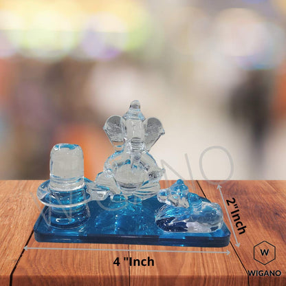 Crystal Glass Decorative Showpiece for Home Decor, Car Dashboard and Gifting Purpose with Sticky Tape(4" x 2.5" inch,Blue)