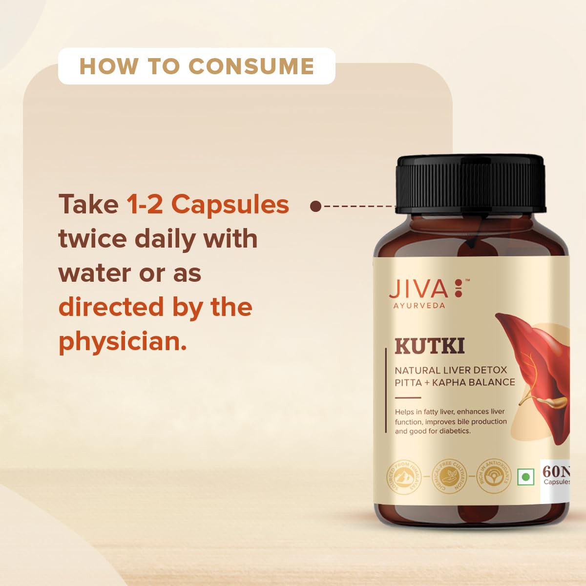 Jiva Kutki Capsules Liver Support Detox 60 Caps