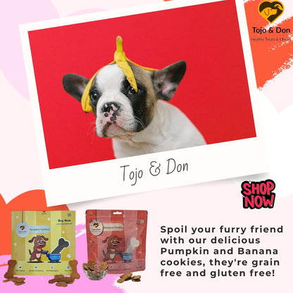 Tojo & Don Banana Cookies- for Dogs (200 GMS) No Preservatives, 100% Veg, Grain Free, Banana Cookies, Healthy Dog Treats for All Sized Dogs, Vacuum Packed, Gluten Free, High Fibre & Easy to Digest.
