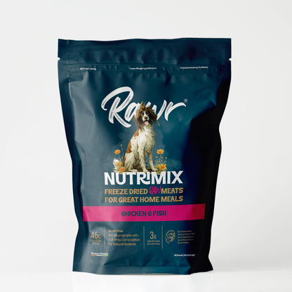 Rawr4dogs Nutrimix Freeze-Dried Meat Toppers | Chicken & Buffalo | for Home Cooked Meals | 54% Protein | Natural and Preservative Free | 500 GMS | Makes 1500 GMS When Mixed with Water