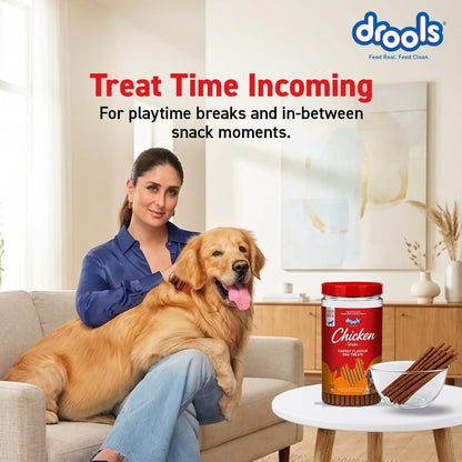 Drools Real Chicken & Carrot Flavor Dog Treat Sticks, Delicious Training & Reward Treats for Dogs, 500g