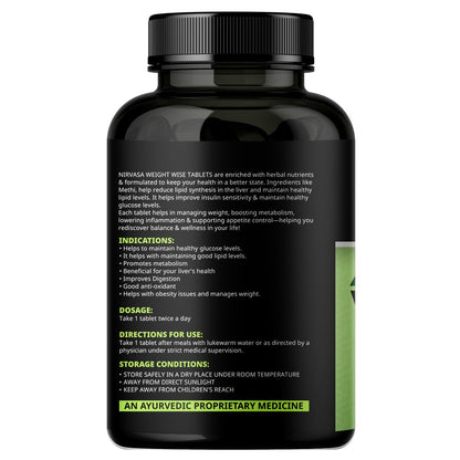 Nirvasa Staylean WeightWISE Tablets for Men & Women (60 Tabs) | Herbal Weight Loss Formula with Methi Beej, Cinnamon & Black Pepper Extracts | Supports Healthy Weight, Metabolism & Digestion