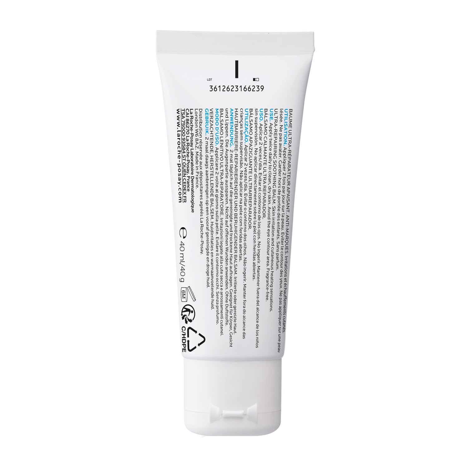 White tube with text on a white background