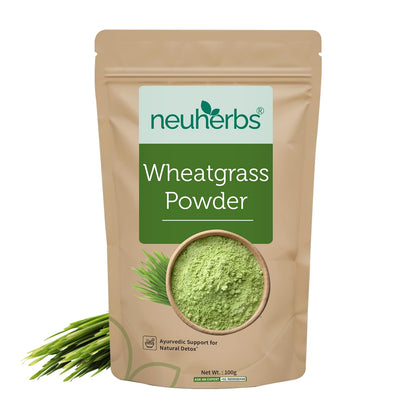 Neuherbs Wheatgrass Powder - 100g | Wheat Grass Powder | Ayurvedic Support For Natural Detox & Boost Immunity | 100% Pure & Natural With No Added Preservatives
