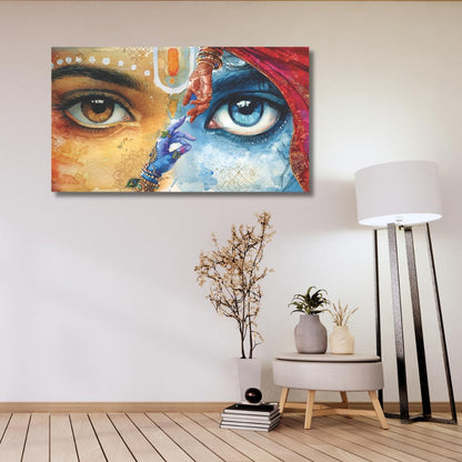 Radha Krishna Painting for Wall Decoration (Without Frame) | Radha krishna painting for living room big size | Without Frame 24 H X36 W inches Rolled Canvas painting
