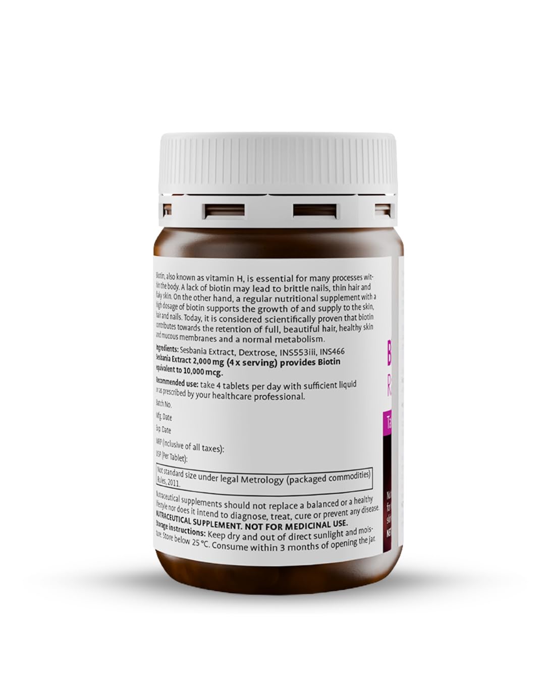 Supplement bottle with label on a white background