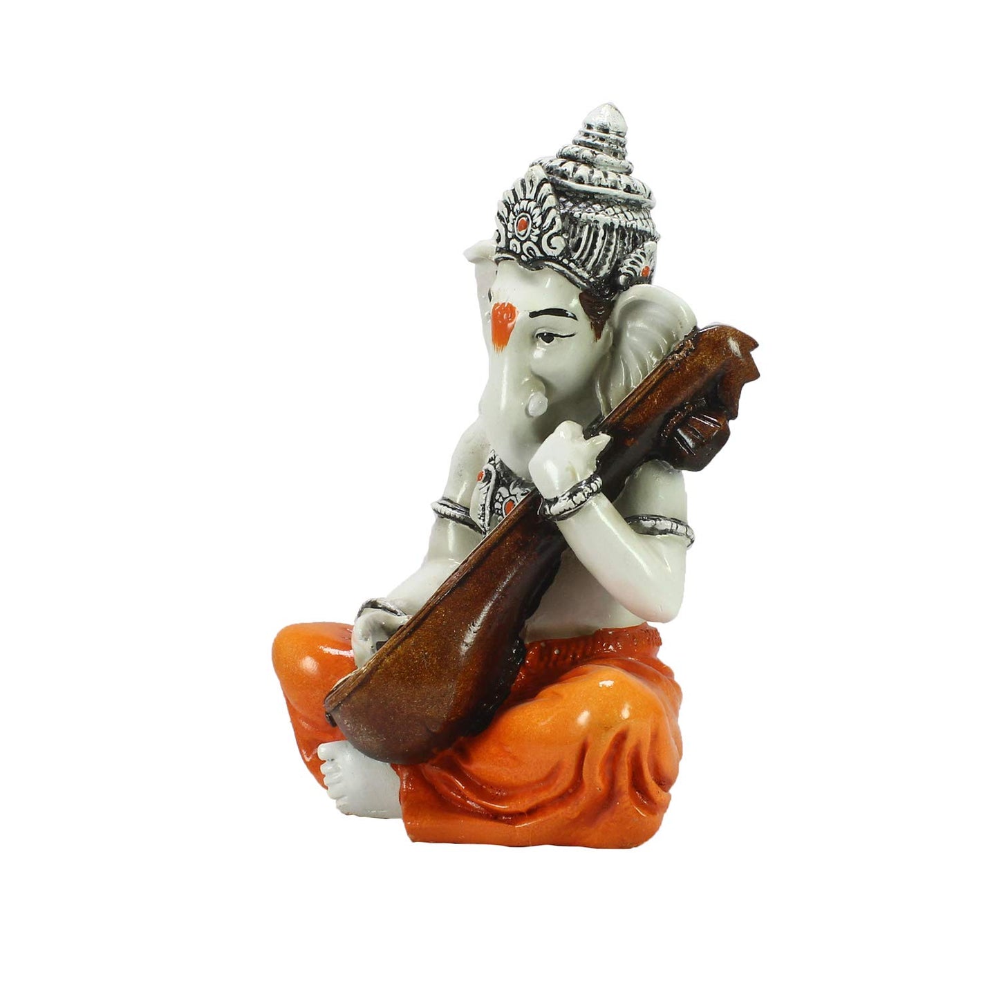 eCraftIndia Lord Ganesha Statue (12 cm x 12 cm x 20 cm, Orange)