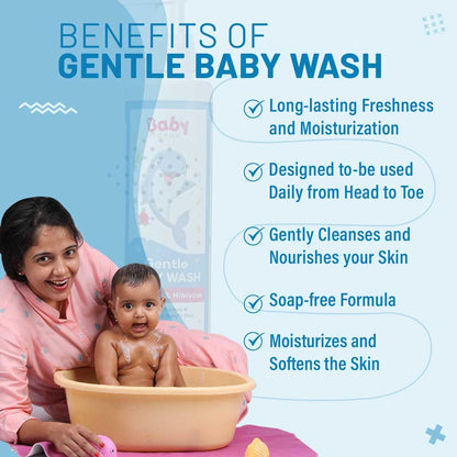 Babyorgano Baby Body Wash 200ml for Kids with Aloe Vera, Hibiscus & Neem, Cleanse Moisturize Head to Toe, All Skin Type, Paraben Free, FDCA Approved