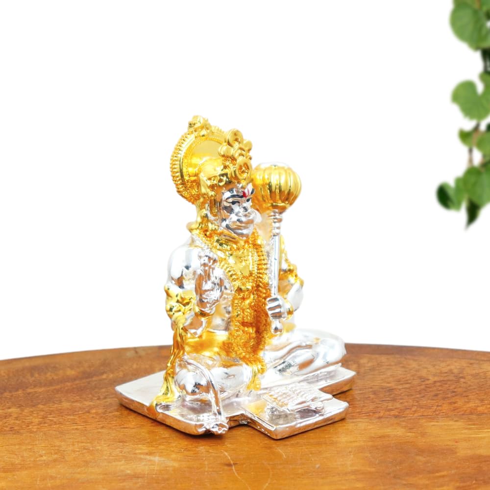 Resin Lord Hanuman Idol – Decorative Statue for Home Mandir, Car Dashboard, Vastu & Spiritual Gifting