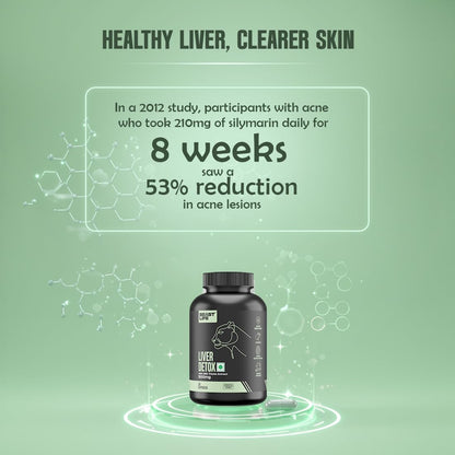 BeastLife Liver Detox with Pure Milk Thistle (80% Silymarin) Extract | Added Multivitamin & Amino Acid with Natural Detoxification Formula | Liver Support Supplement | 30 Veg Capsules