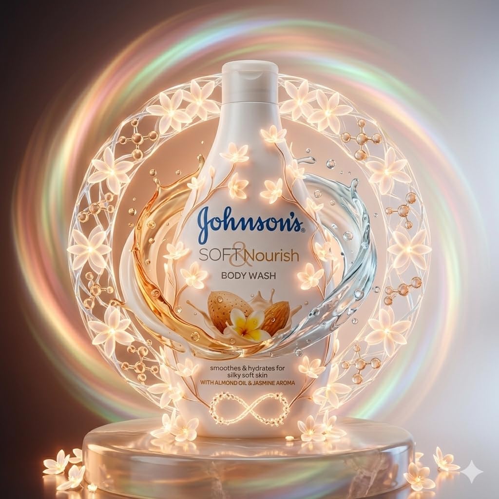 Johnson’s Soft & Nourish Body Wash 400ml – Almond Oil & Jasmine Aroma Shower Gel, Moisturising Body Cleanser for Soft, Silky & Hydrated Skin, Suitable for All Skin Types