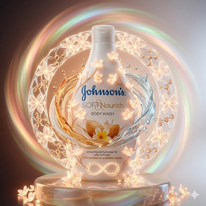 Johnson’s Soft & Nourish Body Wash 400ml – Almond Oil & Jasmine Aroma Shower Gel, Moisturising Body Cleanser for Soft, Silky & Hydrated Skin, Suitable for All Skin Types