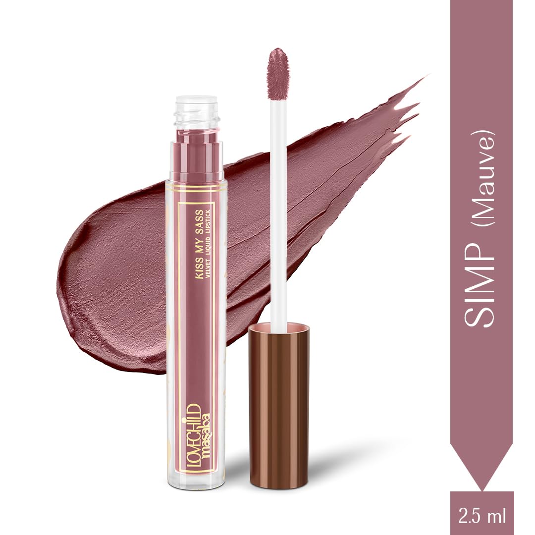 LoveChild Masaba Kiss My Sass Velvet Matte Lipstick (Mauve), Intense Color, Transfer-Proof, Hydrating with Hyaluronic Acid, Long-Lasting & Lightweight, Smooth Glide Formula, SIMP 2.5ml