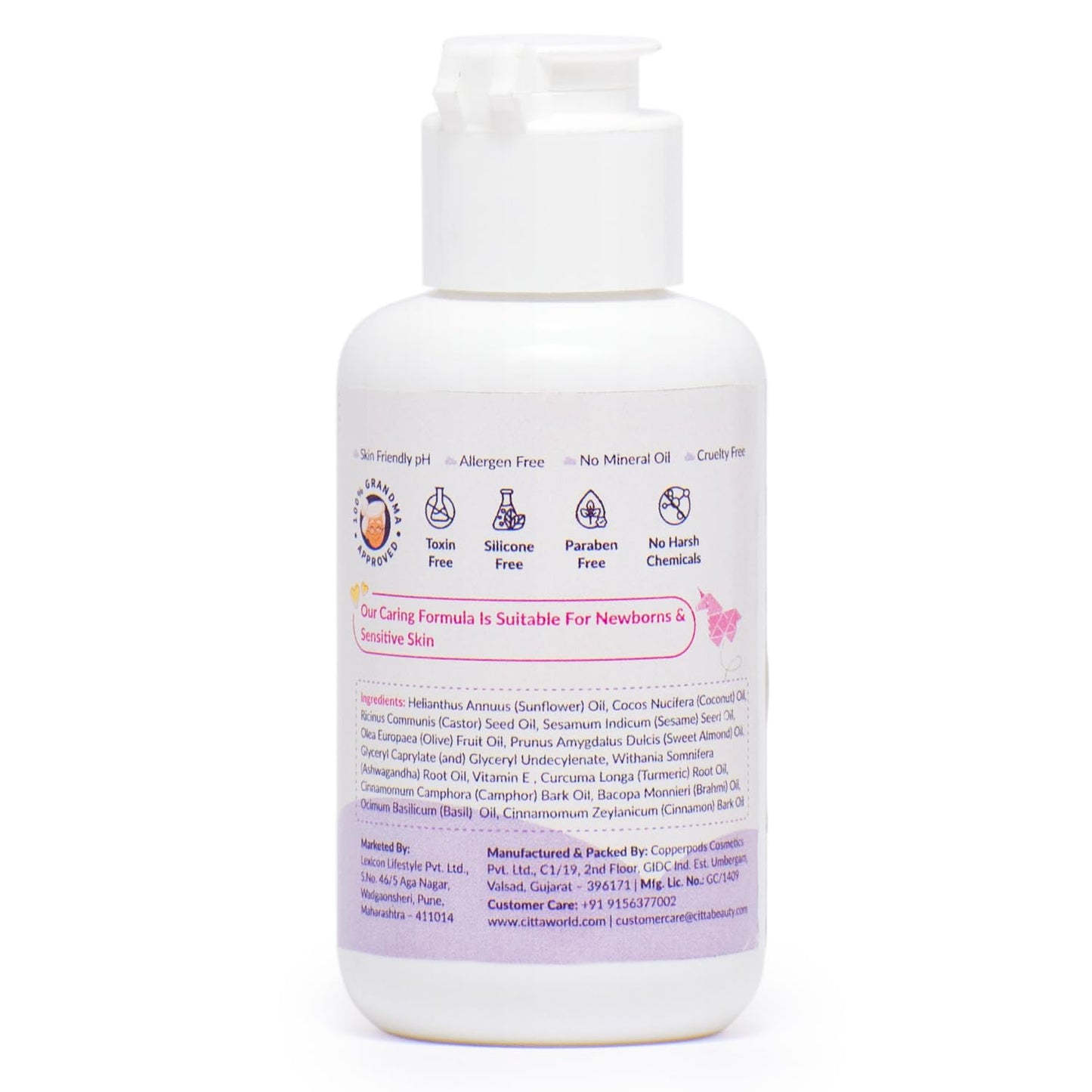 CITTA Natural Baby Massage Oil for New born & Kids | Enriched With Coconut, Olive & Almond oil for baby massage | Promote sleep and growth | Non-Sticky Baby Oil | 50 ml