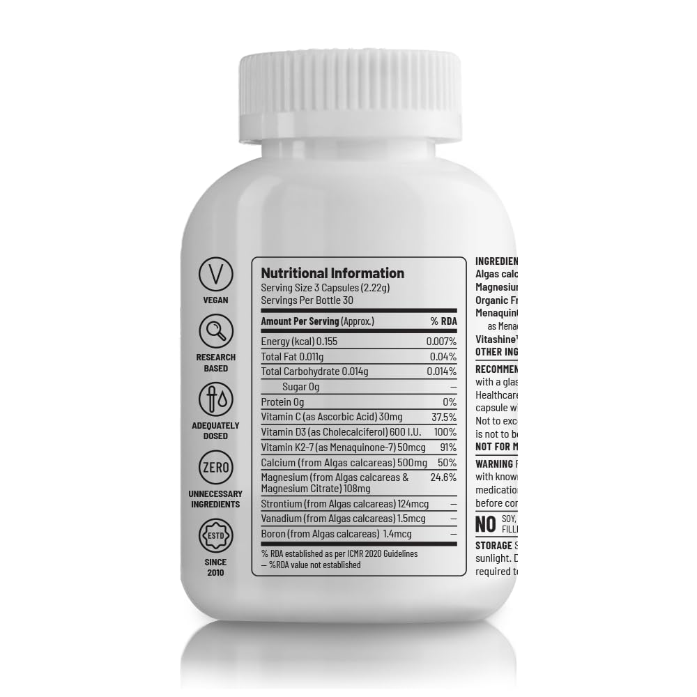 Zephivo Unived Caldveg | Wholefood Plant-Based Calcium, Magnesium & 73 Trace Minerals, Vit D3 (Lichen), Vit K2-7 (Menaquingold) | Complete Supplement For Bone Health & Healthy Ageing, Capsule
