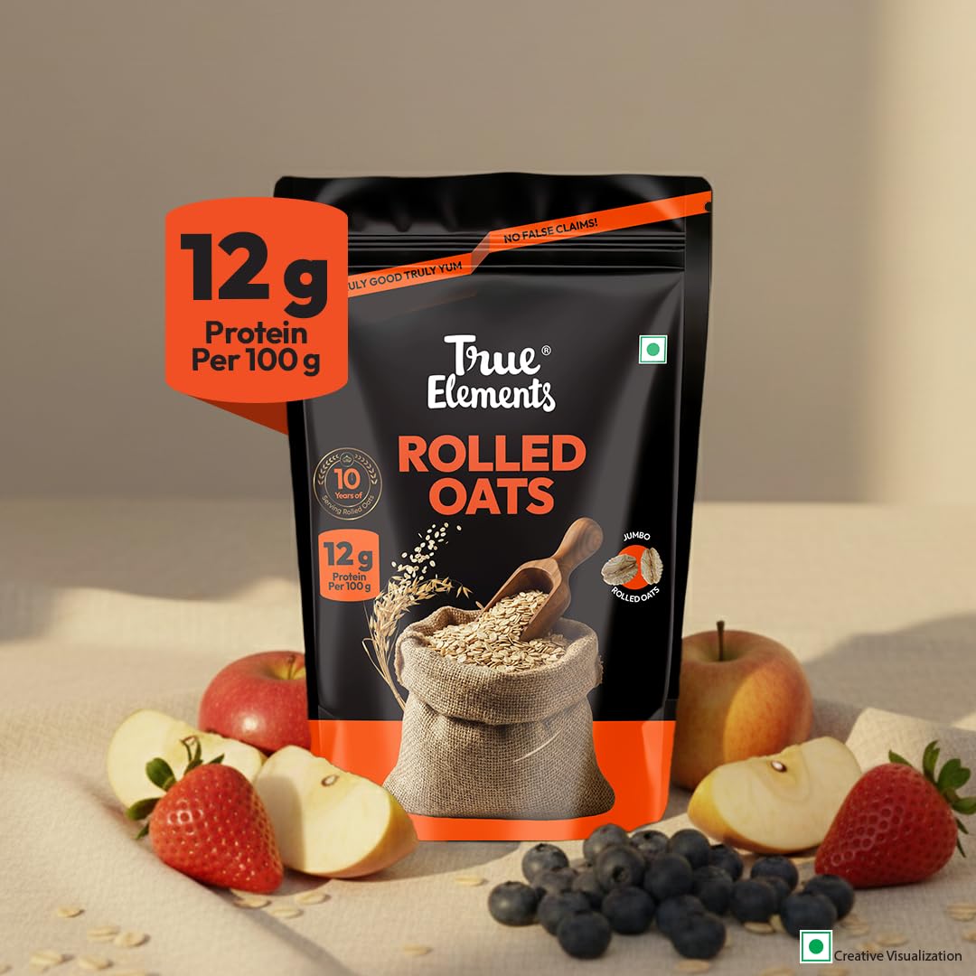 True Elements Rolled Oats 500g -Weight Management | Rich in Protein & Fibre | 100% Wholegrain