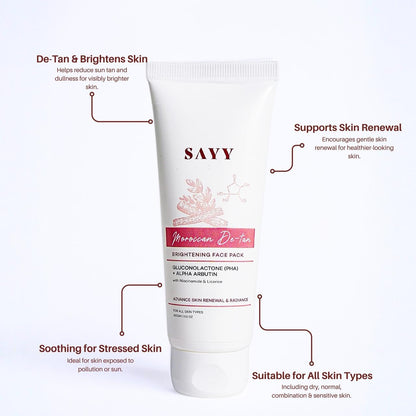 SAYY Moroccan DeTan Brightening Face Pack for Advance Skin Renewal Radiance Clay Mask