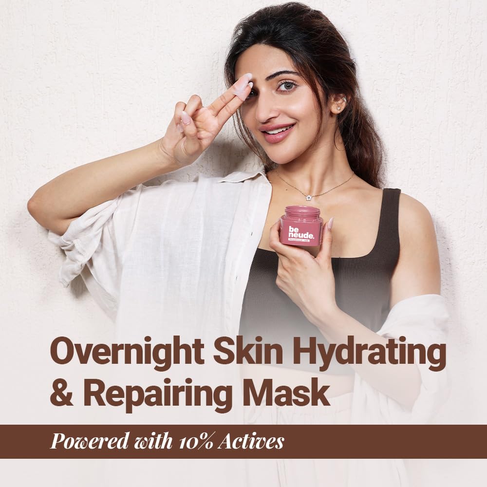 Be Neude Sleep On It Overnight Hydrating Mask 50ml – Leave-on Night Cream Mask with Goat Milk, Niacinamide for Glowing, Nourished Skin; Hydration & Repair; Suitable for Men & Women, All Skin Types
