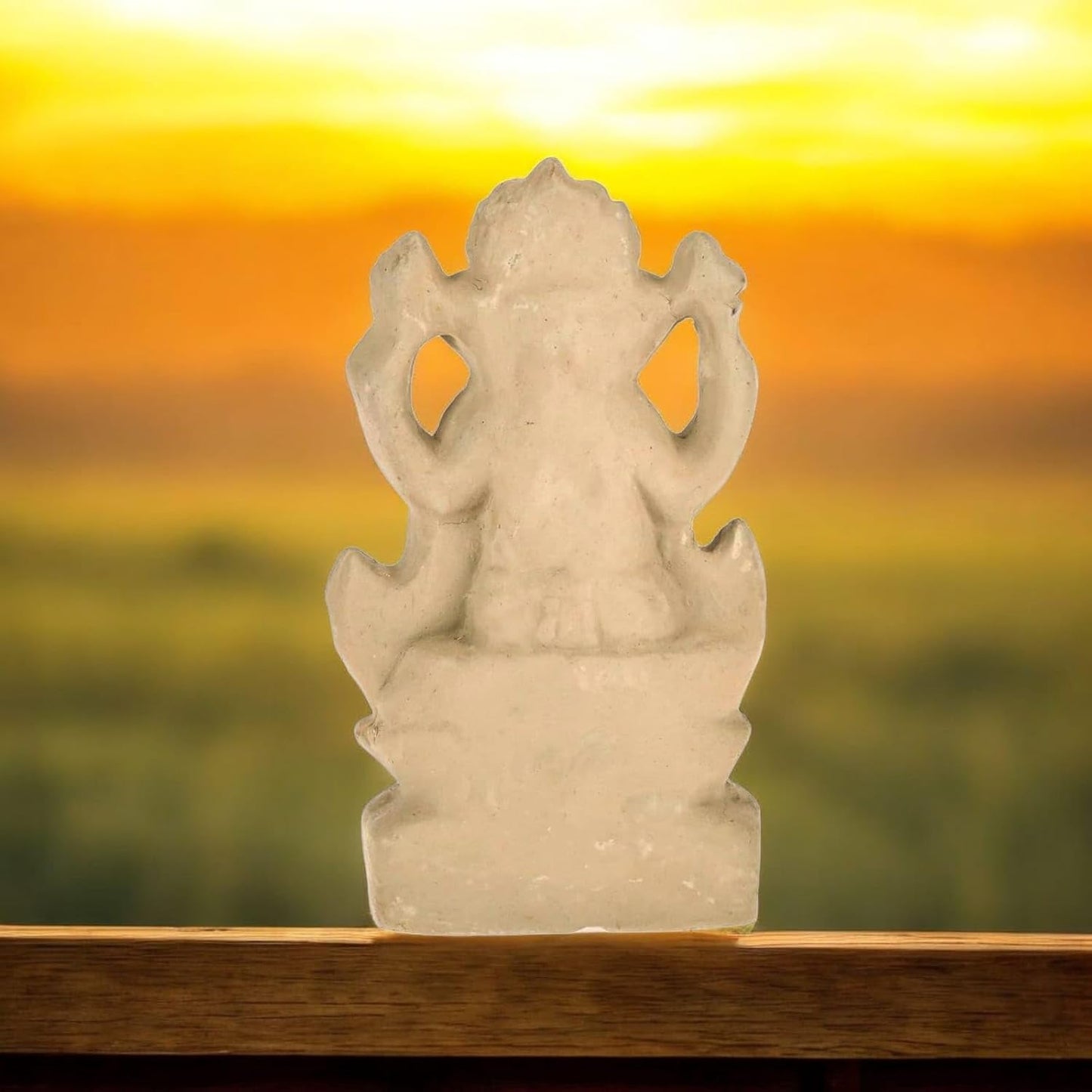 SAUDEEP INDIA 6 Inch Mitti Ganesh Idol | Eco-Friendly Handcrafted Mud/Clay Ganesh Murti | Ganpati Figurine for Visarjan | Biodegradable Lotus Ganesha Statue | Ganesh Chaturthi (Lotus Design)