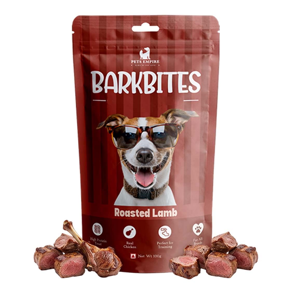 PETS EMPIRE BARKBITES Roasted Lamb Dog Chew Sticks | Premium High Protein Dog Treats | Grain-Free Soft Chews for Training | Made with Real Lamb | Suitable for All Breeds | 100g