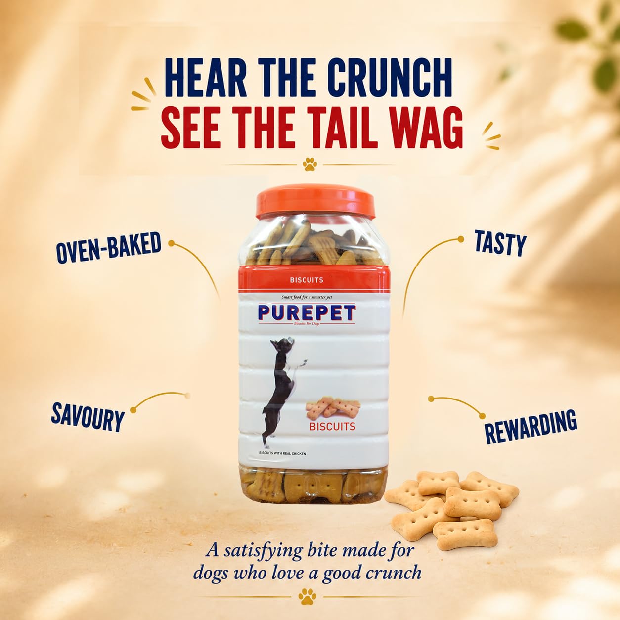 Purepet Dog Treats Biscuits for All Life Stages 800g Pack | Real Chicken Flavour | Active Behaviour | Oral Health |Training and Behaviour