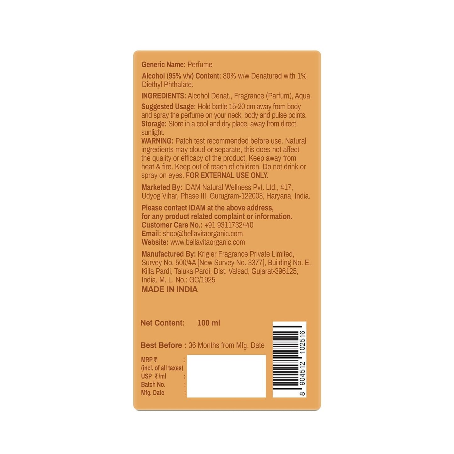 BELLAVITA Caramel Crush | Long Lasting EDP | 100ml | Perfume for Man | Perfume for Woman | Smells Like a Snack | Caramel, Vanilla, Honey, Coconut & Musk | Premium Unisex Gourmand Fragrance