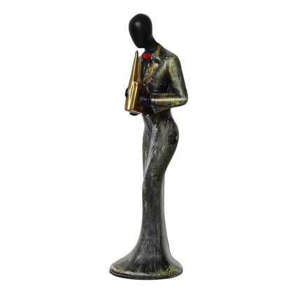 Resin Woman Playing Wind Musical Instrument Showpiece for Home Decor Living Room Bedroom Office Desk Table TV Unit | Womens Day Gift for Ladies | Housewarming Birthday Gift for Women