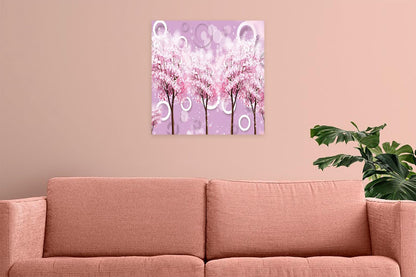 Printed Framed Canvas Painting for Home Decor Office Wall Studio Wall Living Room Decoration (14x14inch Wrapped) - Trees & Circles 3D
