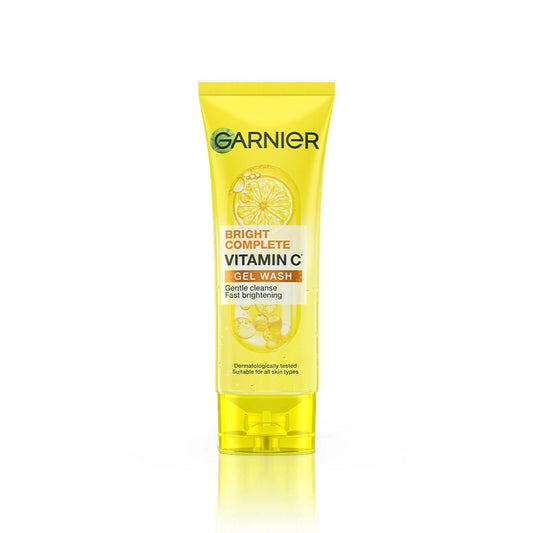 Garnier Bright Complete Vitamin C gel wash tube on a white background