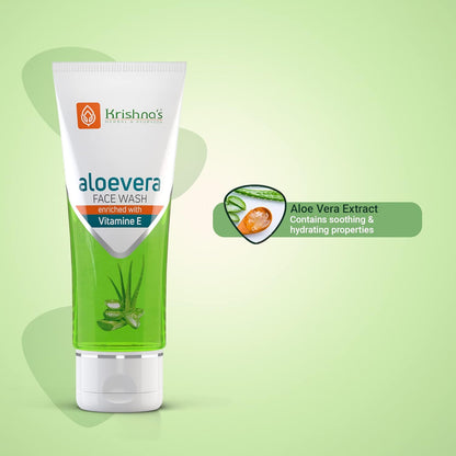 Krishna's Aloe Vera Face Wash - 100 ml | Softening & Supple Face Wash for Daily Use with Goodness of Aloe Vera