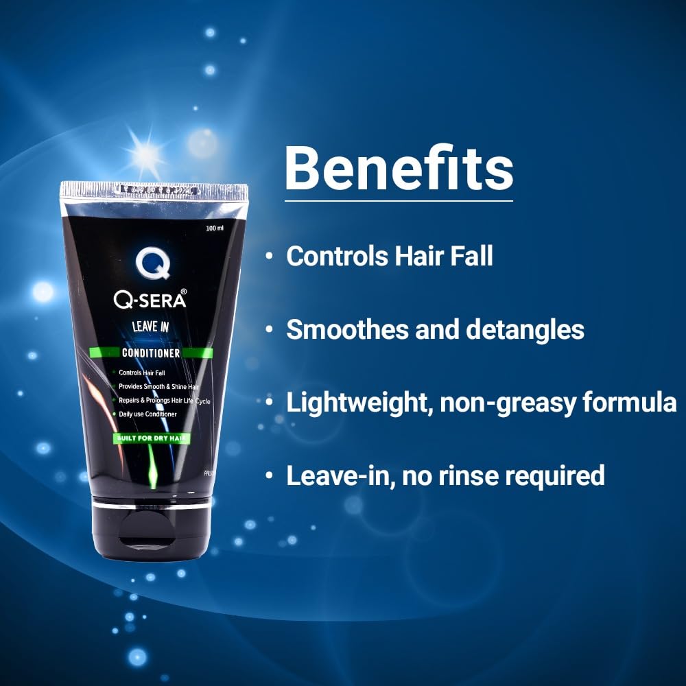 QSERA Leave In Conditioner for dry & frizzy Hair | Silicon free I Paraben free | built for dry hair I makes hair smooth, moisturized, tangle free | 100 ml