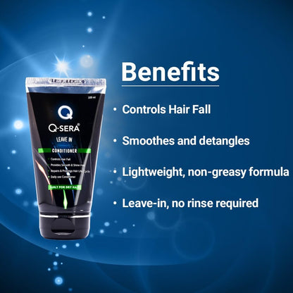QSERA Leave In Conditioner for dry & frizzy Hair | Silicon free I Paraben free | built for dry hair I makes hair smooth, moisturized, tangle free | 100 ml